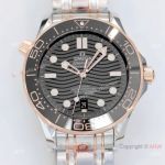 Swiss Grade Copy Omega Seamaster Diver 300M 42mm Watch Two Tone Rose Gold OR 8800 Movement